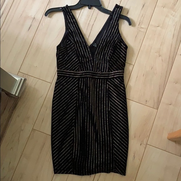 Formal Black and Gold Velvet Dress - Picture 2 of 3